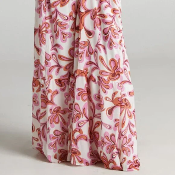 Auroray Cross Front Halter Maxi Dress in Pink Swirl - Picture 9 of 14